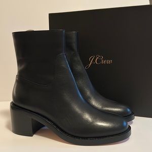 J. Crew Stacked Heel Leather Ankle Boot